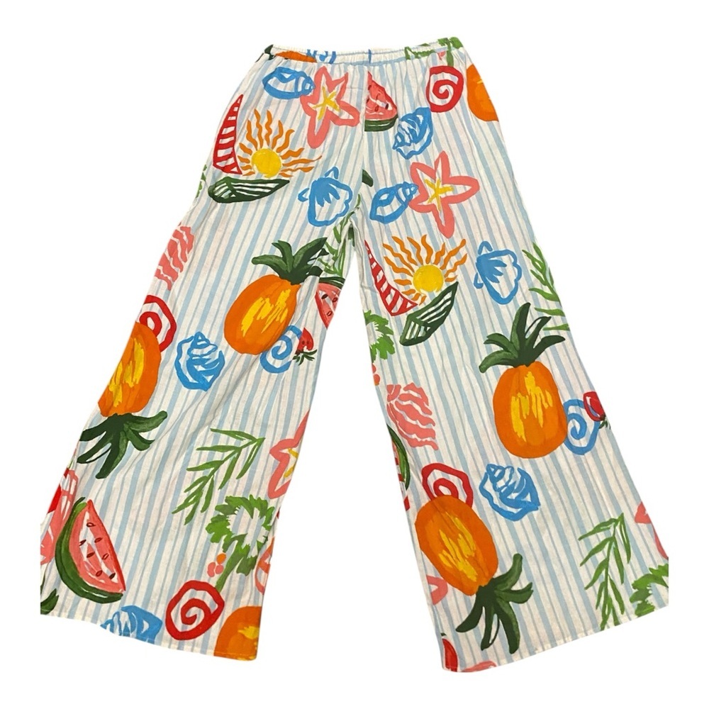 Calypso St. Barth Linen Blend Wide Leg Beach Pants Size Small Palazzo Travel NWT - Picture 3 of 7